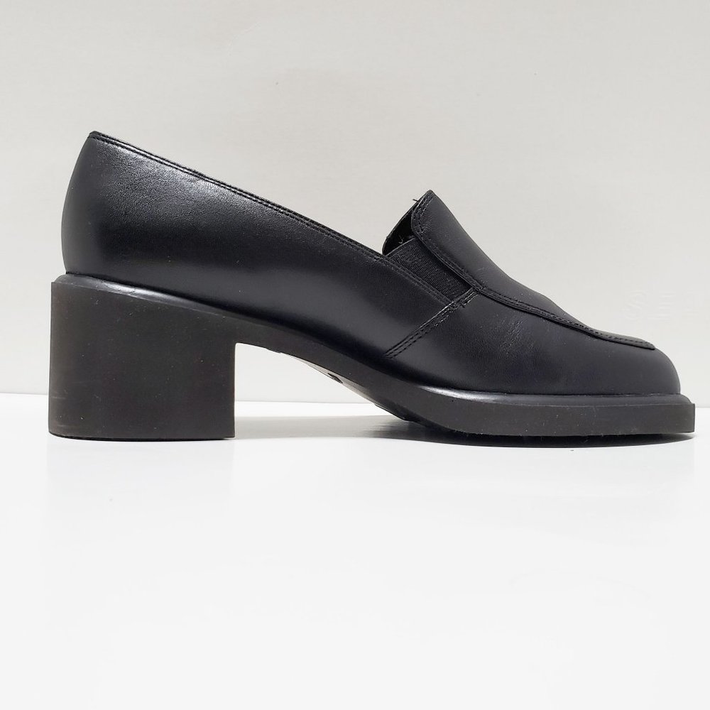 Naturalizer Chunky Black Leather Loafers Size 6W